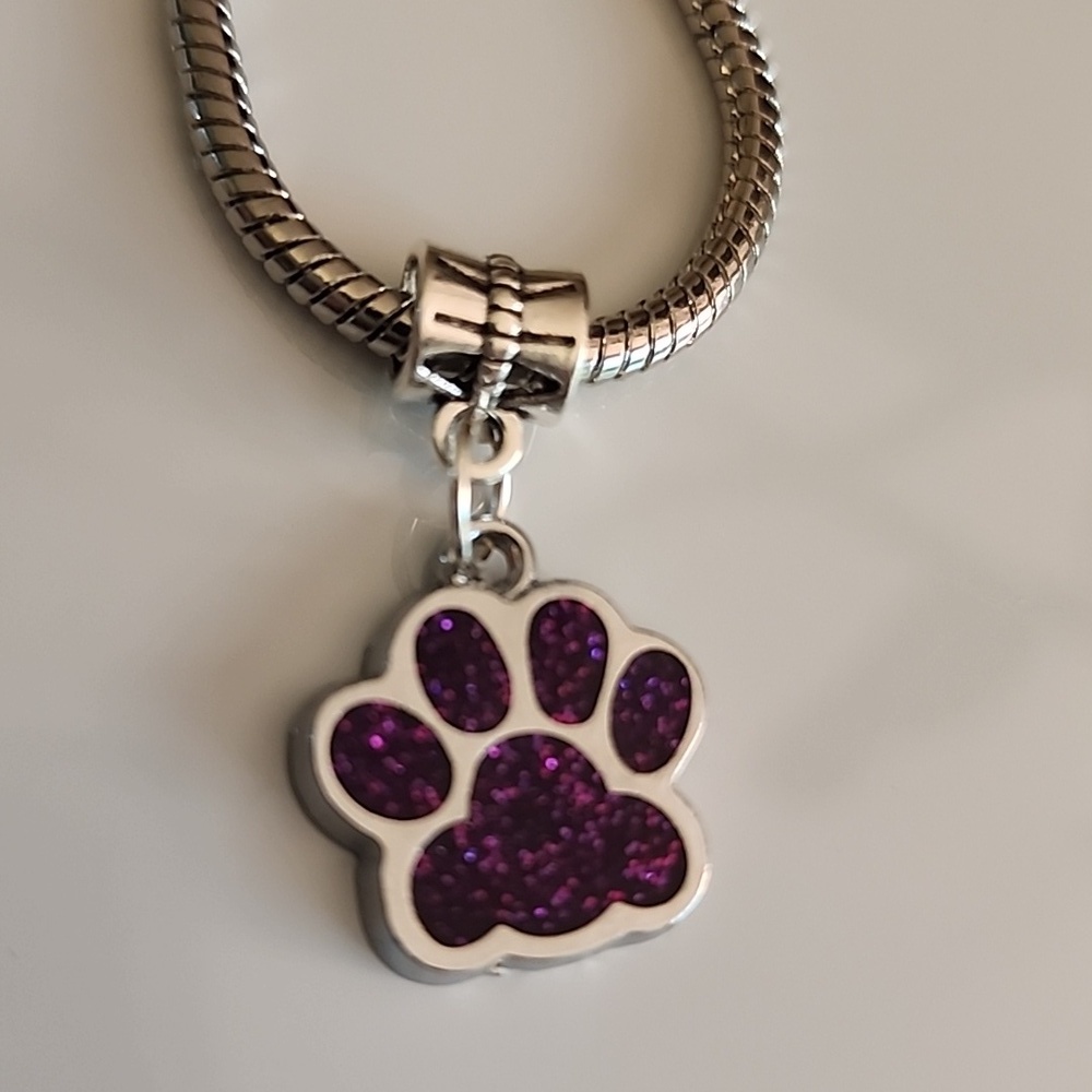 Sparkle Paw Print BRACELET Charm Compatable With Pandora